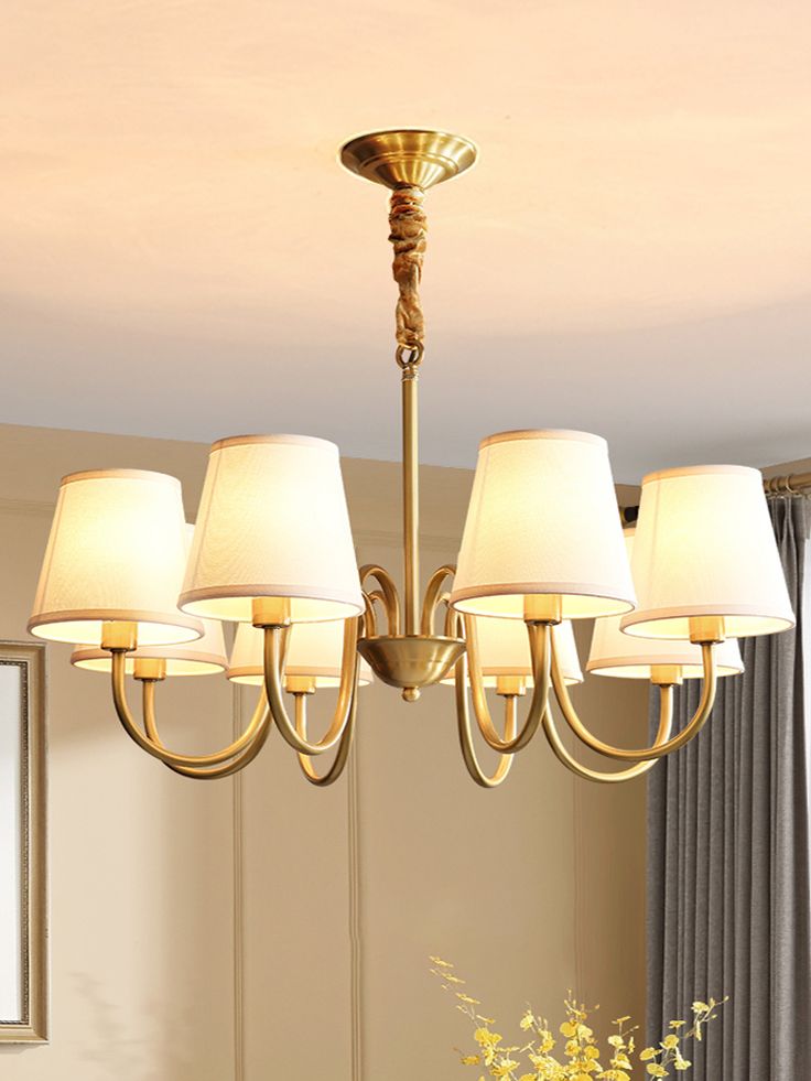 6-Light Antique Brass Chandelier - Image 2